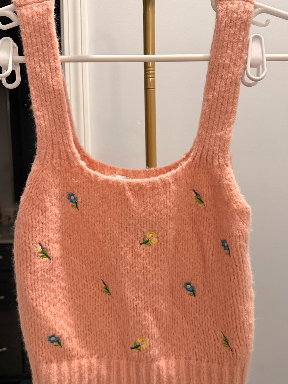 English Factory Peach Pink Floral Knit Tank Top